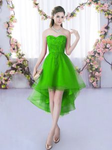  Sweetheart Sleeveless Lace Up Dama Dress Green Tulle