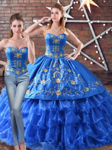  Sleeveless Lace Up Floor Length Embroidery Quince Ball Gowns