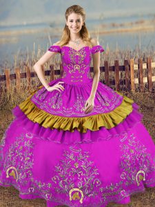 Sweet Embroidery Sweet 16 Quinceanera Dress Purple Lace Up Sleeveless Floor Length