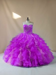  Sweetheart Sleeveless Lace Up Beading and Ruffles 15 Quinceanera Dress in Multi-color