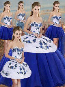  Tulle Sleeveless Floor Length 15 Quinceanera Dress and Embroidery and Bowknot