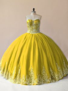  Tulle Sweetheart Sleeveless Lace Up Embroidery Quinceanera Dress in Olive Green