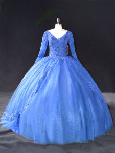 Custom Designed Long Sleeves Lace and Appliques Lace Up 15 Quinceanera Dress
