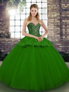 Spectacular Floor Length Ball Gowns Sleeveless Green Quinceanera Gowns Lace Up