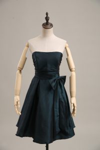 Stunning Taffeta Sleeveless Mini Length Homecoming Dress and Bowknot