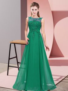 Colorful Dark Green Zipper Dama Dress for Quinceanera Beading and Appliques Sleeveless Floor Length