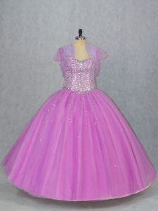  Floor Length Lilac Quinceanera Dresses Sweetheart Sleeveless Lace Up