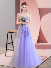 Clearance Lavender Sleeveless Appliques Floor Length Prom Gown