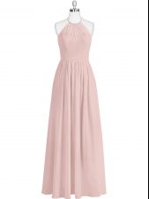  Baby Pink Prom Party Dress Prom and Party with Sequins Halter Top Sleeveless Zipper