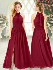 Stunning Ankle Length Empire Sleeveless Wine Red Homecoming Dress Zipper