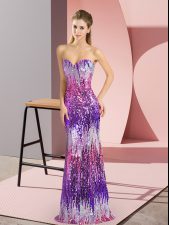 Cheap Eggplant Purple Sweetheart Neckline Sequins Prom Gown Sleeveless Lace Up