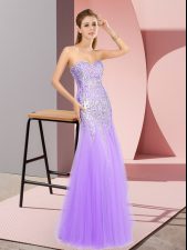 Super Floor Length Column/Sheath Sleeveless Lavender Dress for Prom Zipper