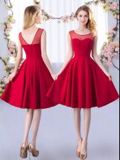  Red Sleeveless Satin Zipper Dama Dress for Prom and Party and Wedding Party