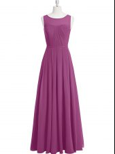 Captivating Purple Empire Ruching Prom Dresses Zipper Chiffon Sleeveless Floor Length