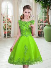 Smart Sleeveless Beading and Appliques Knee Length Prom Gown