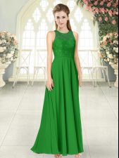 Dynamic Scoop Sleeveless Backless Homecoming Dress Green Chiffon