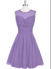  Purple Scoop Zipper Ruching Prom Dresses Sleeveless
