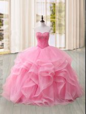  Tulle Sleeveless Quinceanera Dress Sweep Train and Beading and Ruffles