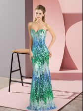 Edgy Multi-color Sleeveless Beading and Sequins Floor Length Prom Party Dress
