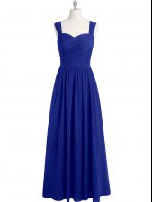  Royal Blue Sleeveless Chiffon Zipper Evening Dress for Prom and Party