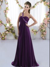 Nice Purple Sleeveless Beading Lace Up Quinceanera Court Dresses