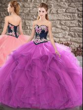 Shining Tulle Sleeveless Floor Length Sweet 16 Dress and Beading and Embroidery