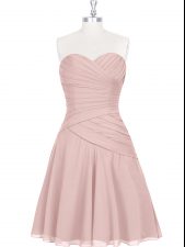 New Arrival Pink A-line Ruching and Pleated Evening Dress Zipper Sleeveless Mini Length