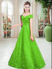 Captivating A-line Prom Dress Off The Shoulder Lace Sleeveless Floor Length Lace Up