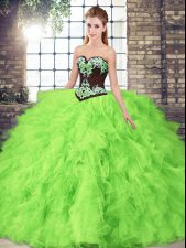  Sleeveless Floor Length Beading and Embroidery Lace Up Quince Ball Gowns