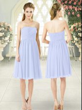 Suitable Ruching Prom Party Dress Baby Blue Side Zipper Sleeveless Knee Length
