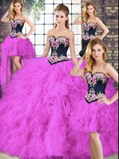  Tulle Sleeveless Floor Length 15 Quinceanera Dress and Beading and Embroidery