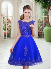  Royal Blue Sleeveless Tulle Lace Up Prom Dresses for Prom and Party