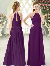 Romantic Purple Sleeveless Chiffon Zipper Prom Dress for Prom and Party