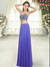  Two Pieces Lavender Sweetheart Chiffon Sleeveless Floor Length Backless