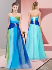 Flare Multi-color Empire Sweetheart Sleeveless Chiffon Floor Length Lace Up Beading Prom Evening Gown