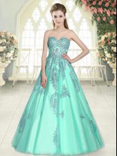 Best Apple Green Sweetheart Neckline Appliques Prom Evening Gown Sleeveless Lace Up