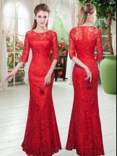 Custom Fit Half Sleeves Floor Length Evening Dress and Lace