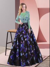 Beautiful Multi-color Long Sleeves Appliques Lace Up Prom Evening Gown