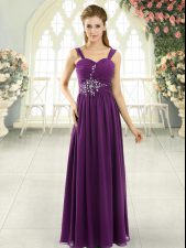  Floor Length Empire Sleeveless Dark Purple Homecoming Dress Lace Up