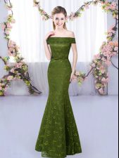  Floor Length Lace Up Court Dresses for Sweet 16 Olive Green for Prom and Party with Lace