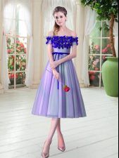  Lavender Sleeveless Tulle Lace Up for Prom and Party