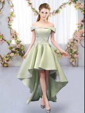  Yellow Green Off The Shoulder Neckline Appliques Quinceanera Court Dresses Sleeveless Lace Up