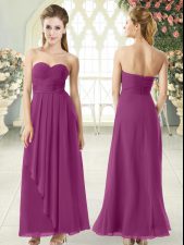  Ruching Homecoming Dress Purple Zipper Sleeveless Ankle Length