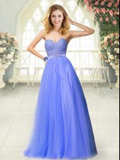  Tulle Sleeveless Floor Length Prom Gown and Beading