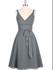Great Grey Sleeveless Chiffon Zipper for Prom and Party