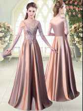 Flare Half Sleeves Sequins Zipper Prom Evening Gown