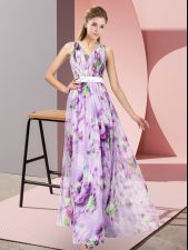  Multi-color Printed Zipper Prom Dress Sleeveless Floor Length Pattern