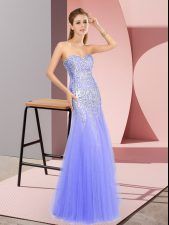  Lavender Evening Dress Prom and Party with Beading Sweetheart Sleeveless Zipper