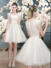 Excellent Mini Length A-line Cap Sleeves White Prom Party Dress Zipper