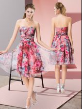 Adorable Multi-color Empire Sweetheart Sleeveless Printed Knee Length Zipper Pattern Prom Dresses